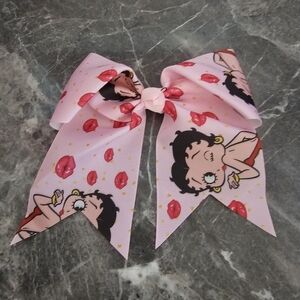Betty Boop Pink Graphic Hair Bow - Retro Pinup Kisses Design